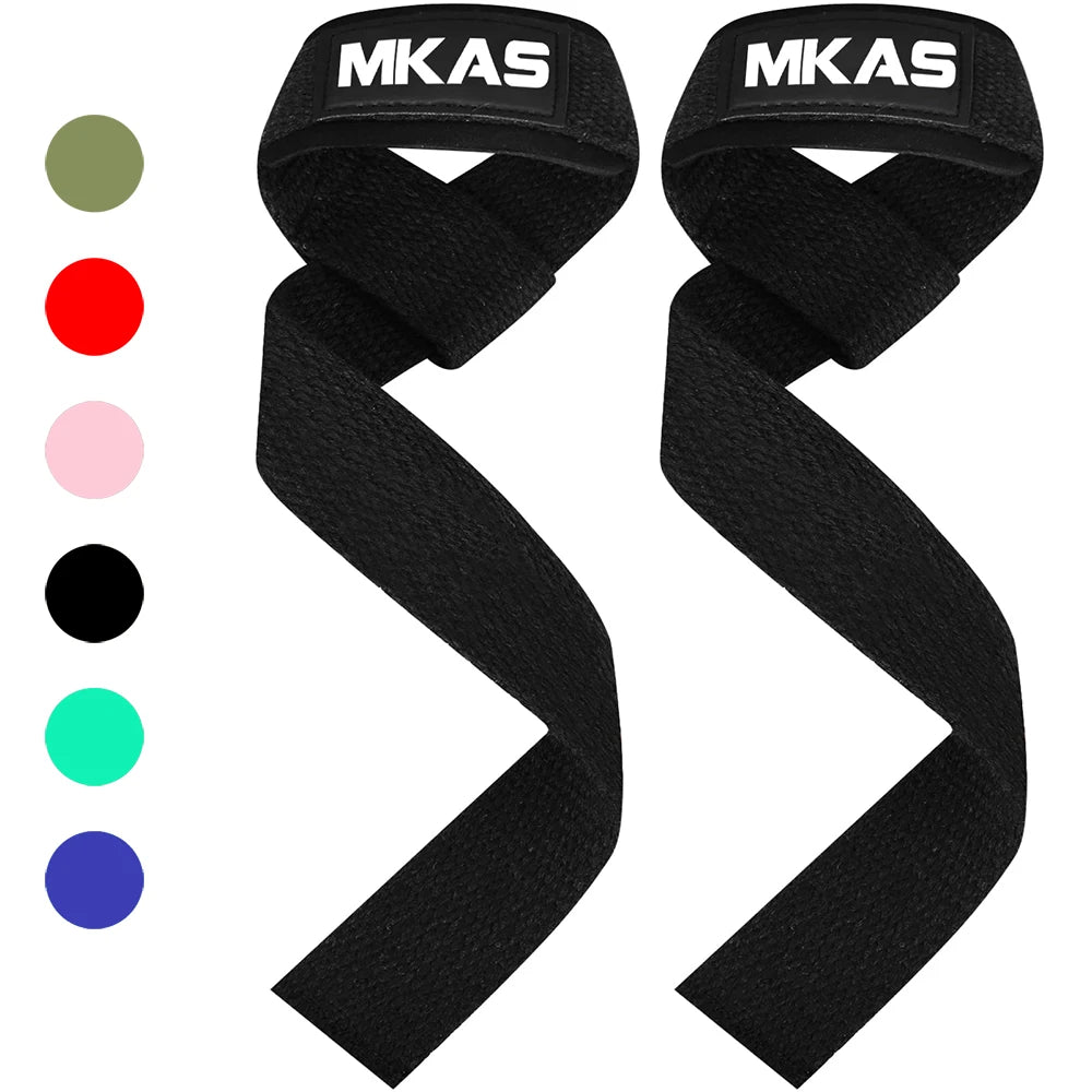 MKAS 1 Pair Gym Lifting Straps Fitness Gloves Anti-Slip Hand Wraps Wrist Straps Support for Weight Lifting Powerlifting Training