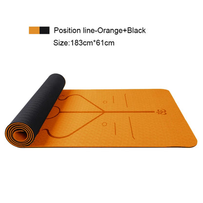 Two-Color Yoga Mat Body Position Line Workout TPE Environmental Protection Material Sports Pilates Reformer 183Cm*61Cm*6Mm