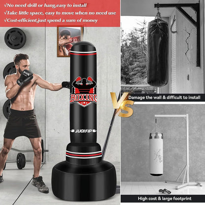 Punching Bag with Stand Adult 70”- Freestanding Heavy Boxing Punching Bag with Boxing Gloves and Electric Air Pump, Women Men Stand Kickboxing Bags for Training MMA Muay Thai Fitness Beginners