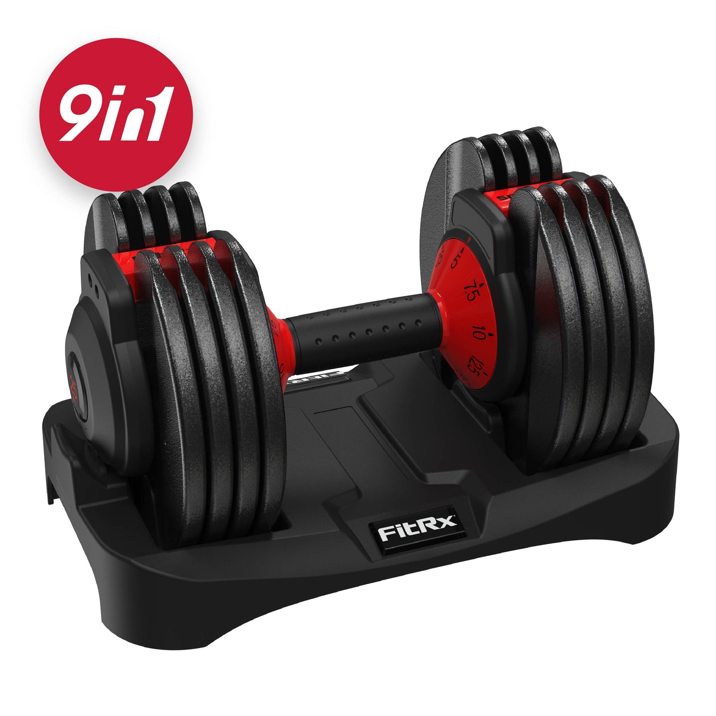 Smartbell, 25Lbs. Quick-Select 9 in 1 Adjustable Dumbbell for Home Gym, 5-25Lbs. Weight in 2.5Lbs Increments