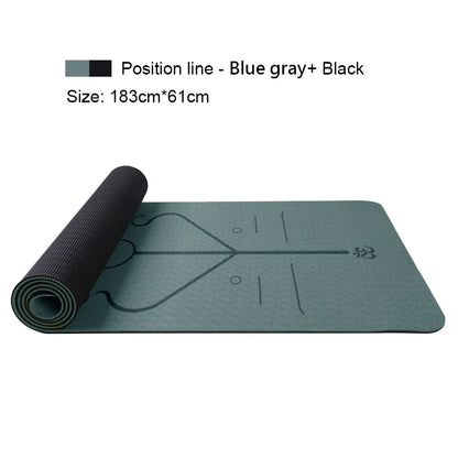 Two-Color Yoga Mat Body Position Line Workout TPE Environmental Protection Material Sports Pilates Reformer 183Cm*61Cm*6Mm