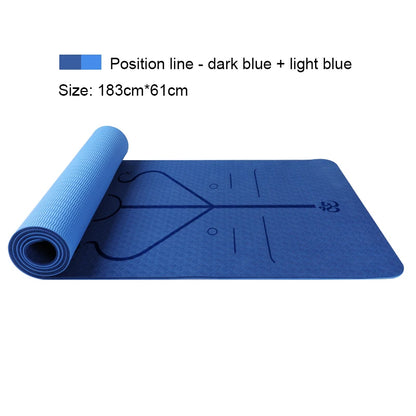 Two-Color Yoga Mat Body Position Line Workout TPE Environmental Protection Material Sports Pilates Reformer 183Cm*61Cm*6Mm